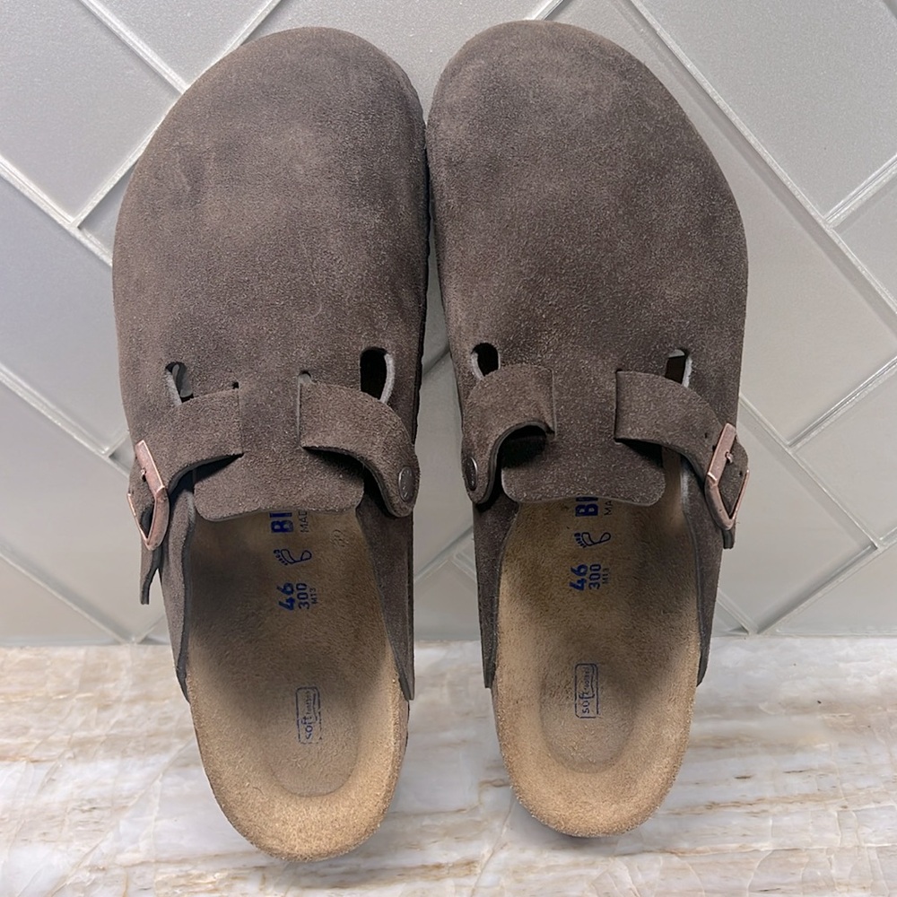 Birkenstock Brown Suede Boston Soft Footbed